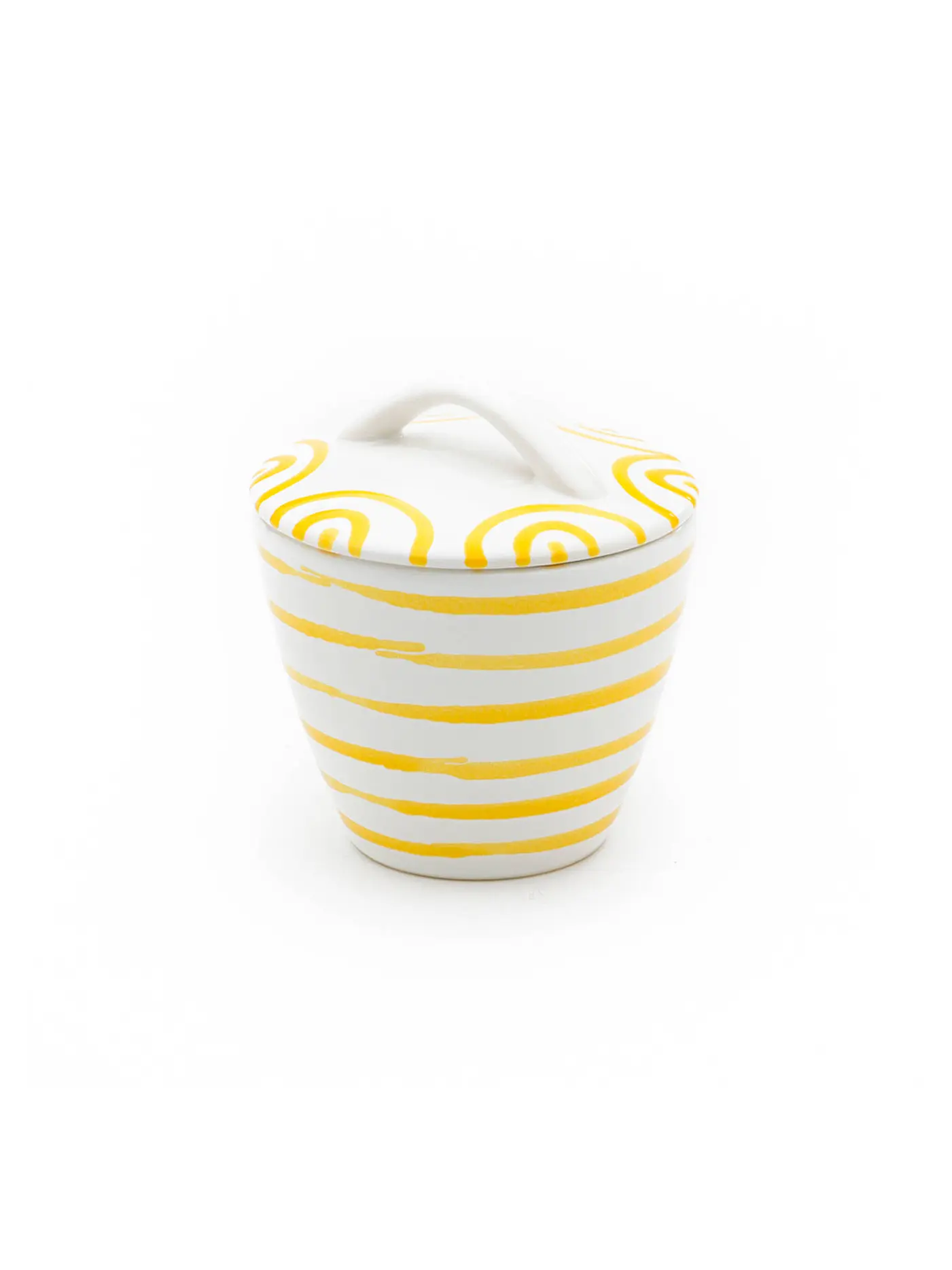 GMUNDNER KERAMIK | Zuckerdose Gourmet 9cm "Gelb Geflammt" | 